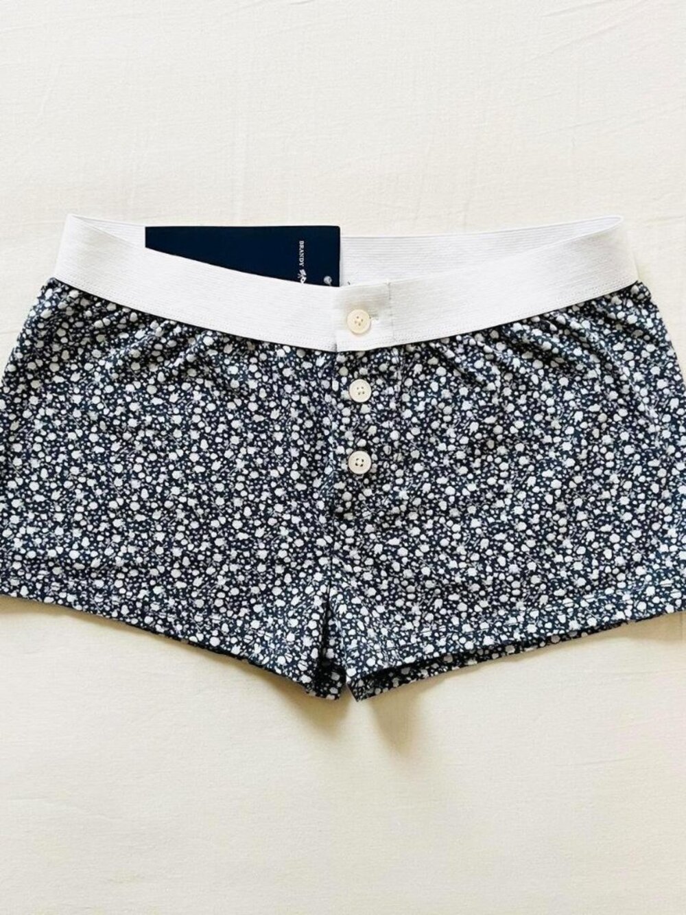 BNWT Brandy Melville-John Galt blue and white floral boy shorts with buttons 8.5